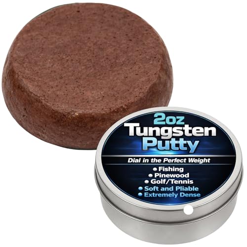Reaction Tackle Tungsten Putty - Moldable Reusable Weight for Precision Weighting of Pinewood Derby Cars, Golf Clubs, Tennis Rackets, Fly Fishing Leaders and Fishing Rigs - 2 Oz (60g) - color: Brown