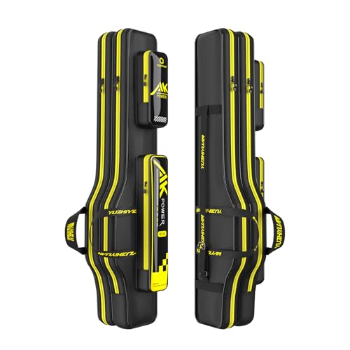 Fishing Rod Case 51in Double-Layer 1680D Heavyweight Oxford Fishing Pole Case & Bag with Wire Frame Support(Not Hardshell)Quick-Access Compartments Anti-Sag Design Fishing Rod Bag Fishing Gift for Men - color: 2 Layer -Reinforced