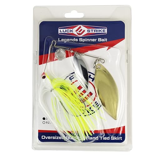 Luck E Strike Jimmy Houston Legends Spinner Bait with Willow Blades - color: Chartreuse / White, size: 3/8 OZ