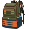 MATEIN Fishing Backpack Tackle Box, Water Resistant Tackle Backpack with Cooler & Rod Holders, Fishing Gifts for Men - color: Green & Orange & Blue