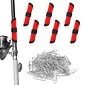 BOXOB 6pcs Fishing Hook Covers, 5.91 Inch Fishing Lure Covers with 50 Stainless Steel Speed Clips Fish Bait Protector Gloves Fish Pole Sleeve Wraps Essential Gear for Fishermen
