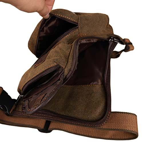 Canvas Drop Leg Bag Hiking Waist Pack for Men Outdoor Travel Sports Tactical Motorcycle Bike Fanny Pouch Casual Sling Daypack - color: #01Brown