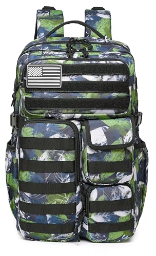 Wotony Tactical Backpack - Military waterproof backpack with multiple pockets and tactical gear for the outdoors (Green Leaf, 35L) - color: Green Leaf, size: 35L