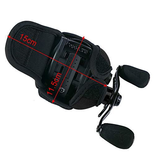 BORDSTRACT Fish Speed Reels Cover Case, Nylon Neoprene Waterproof Breathable Materials Baitcasting Reel Protector Soft Bag 5.91×4.53inch(Black)