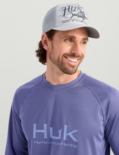 HUK Men's Pursuit Vented Long Sleeve Fishing Shirt (+30 UPF) - color: Skipper Blue, size: Small