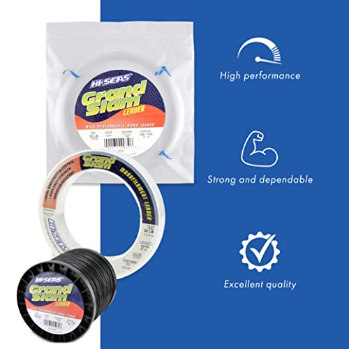HI-SEAS Grand Slam Monofilament Fishing Leader - Superior Strong Clear Black, for Freshwater & Saltwater Big Game Bottom Fishing, Trolling - color: Clear, style: 100 Yd, 150 Lb, .051 in / 1.30 Mm