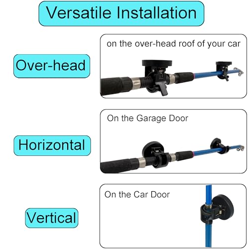 YYST Magnetic Fishing Rod Car Stand, Portable Outdoor Vertical or Horizontal or Over-Head Van Truck Boat Vehicle SUV Garage Door Fly Fishing Rod Pole Storage Rack Holder