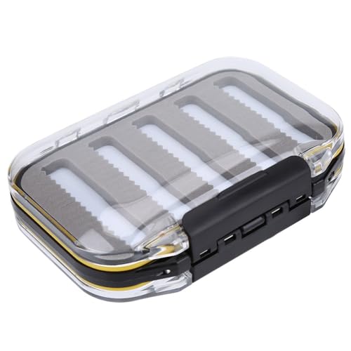 Double-Sided Fly Fishing Lure Box - Water proof Fly & Jig Storage Case with Clear Lid, Compact Design for Dry/Wet Flying(Jag Shape)