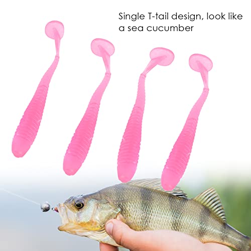 Akozon 50PCS Soft Plastic 5cm Fishing Lures, Ttail Grub Worm Bait, Fish Tackle Accessory in Vibrant Orange Color, Ideal for Fishing Enthusiasts - Pack of 50 - color: Pink