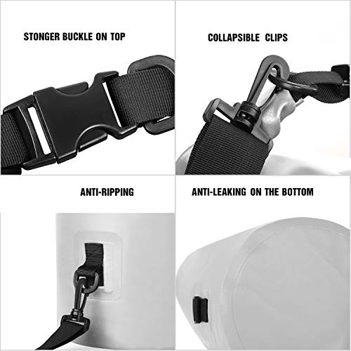 Unigear Dry Bag Waterproof, 2L/5L/10L/20L/30L/40L Floating and Lightweight Bags for Kayaking, Boating, Fishing, Swimming and Camping with Waterproof Phone Case - color: White, size: 2L