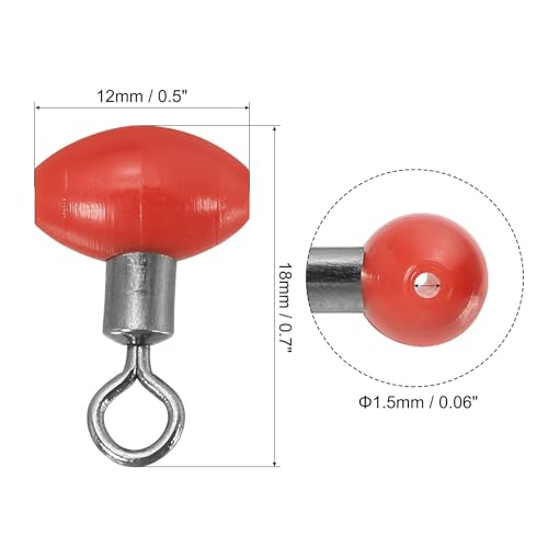 PATIKIL Cross-Line Fishing Swivels Bead, T Shape Pulley Slide Rig Rolling Swivels Fishing Hooks Connector Terminal Tackle - color: Red, size: 0.7"x0.5"
