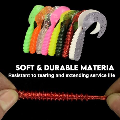 Eupheng Twist Tail Swimbait Fishing Lure, 2.3in/2.7in/4in/5.5in 100PCS Grub Saltwater Fishing Soft Bait Trailer for Bass Crappie Fishing - size: 2.3 inches - 100 PCS