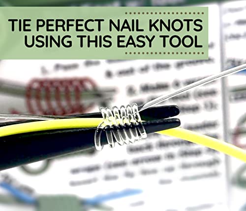 Fishing Nail Knot Tying Tool Combo: Knot Guide, Tool, and Fly Box Sticker | Fishing knot tool kit with waterproof cards, fly knot tying tool & hook cleaner, fly box sticker. Great gift for fisherman.