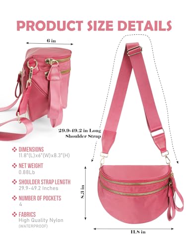 Pure Colour Crossbody Bag Bum Bag for Women,Spacious Purse Fanny Packs Belt Bag,Oversized Bum Bag (Colour Bum Bag-Watermelon Red) - color: Colour Bum Bag-Watermelon Red