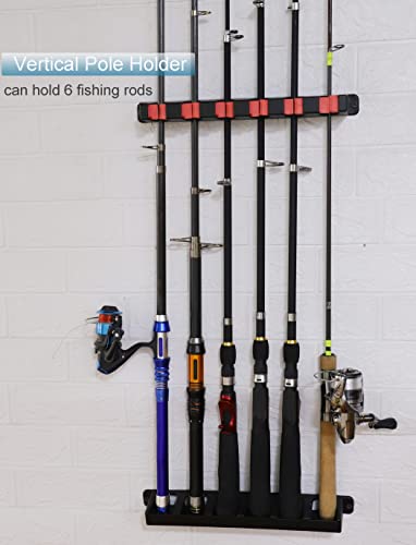 Horizontal Fishing Rod Rack Holders Wall-mounted Fish Pole Holder for Garage & Boat 6-Rod Storage Racks -1 Pair Rod Holder Rod Holder (2 Pair Vertical Red) - color: 2 Pair Vertical Red