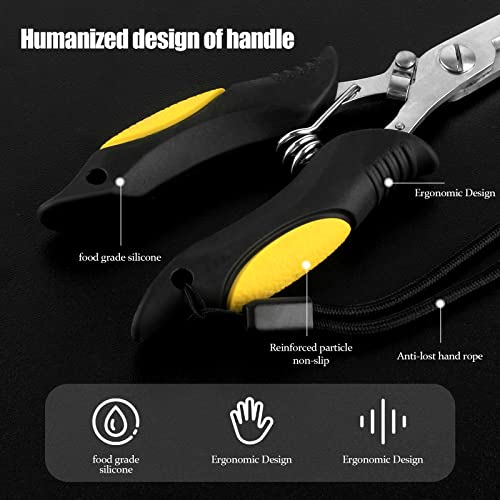 Hikary Long Nose Fishing Pliers,Ice Fishing Gear,Stainless Steel Hook Remover Braid Cutter Rustproof Fishing Multi-Tools Fishing Gripper for Freshwater Saltwater - color: yellow-7inch
