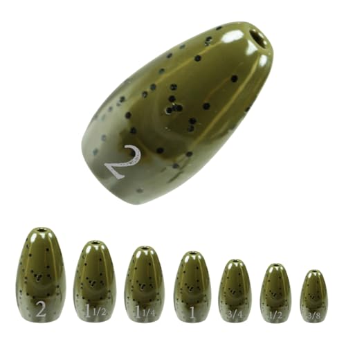 Reaction Tackle Tungsten Flipping Weights for Bass Fishing - Punch Sinkers for Heavy Cover - Size Stamped Texas and Carolina Rig Freshwater and Saltwater - color: Green Pumpkin, size: 1/2 oz (4-Pack)