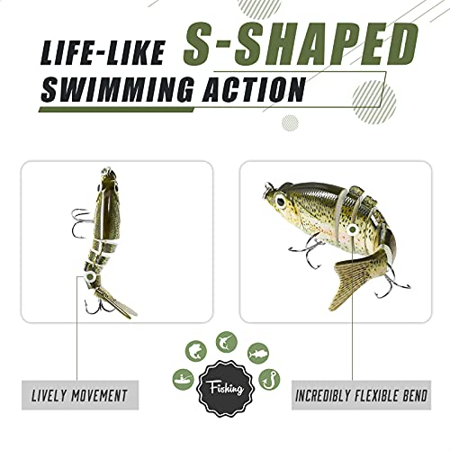 TRUSCEND Swimmax Easy Catch Fishing Lures with BKK Hooks, Wiggling, Vibrating, Rattling and Gurgling for More Bites, Heavy-Duty Dyneema Fiber Jointed Swimbaits for Bass, Trout, Crappie, Walleye, Pike - color: A1-3",0.4oz
