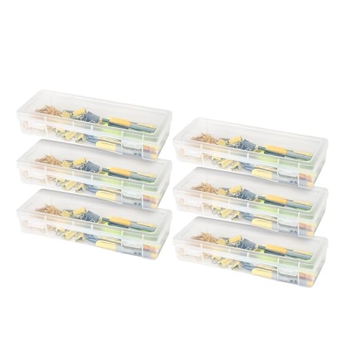 IRIS USA Clear Storage Cases, 6-Pack, |Made in USA|, Plastic Bead Organizing Containers with Snap Lid for Arts, Crafts, Ephemera, Stickers, & Dance Cheer, Clear - Large - size: 6 - Pack, style: Large