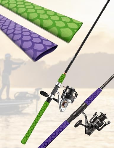Accering Fishscale Pattern Shrinking Heat Shrink Tubing Fishing Rod Grips Wear-Resistant for Fishing Gear Handles (φ15mm, L3.3ft, Purple) - color: Purple, size: φ15mm, L3.3ft