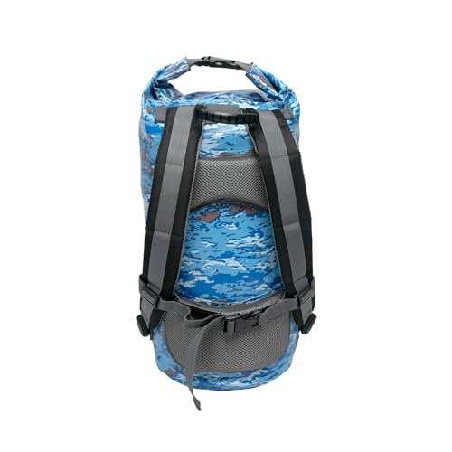 geckobrands Hydroner 20L Waterproof Dry Bag Backpack – Lightweight Roll-Top Bag with Clear Phone Pouch for Outdoor Activities - color: Ocean Geckoflage