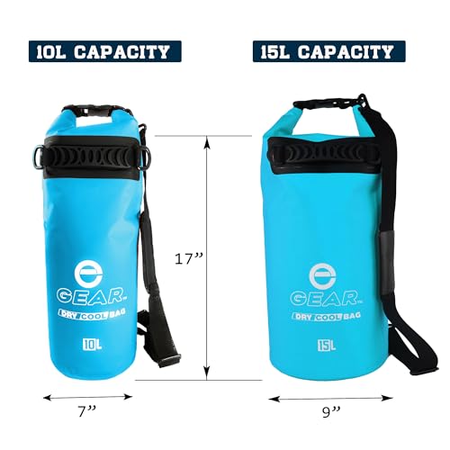 Enthusiast Gear Insulated Dry Bag Floating Cooler – 10L / 15L / 25L Roll Top, Leak Proof, Waterproof, Collapsible, with Padded Shoulder Strap - Perfect for Kayaking Fishing Beach - color: Blue, size: 15 Liter