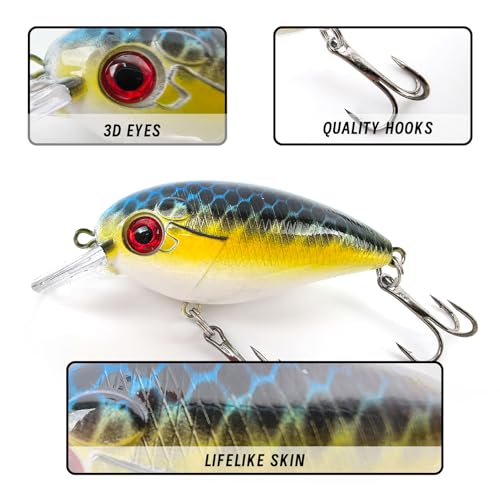 Fishing Lures Large Hard Bait Minnow VIB Lure with Treble Hook Life-Like Swimbait Fishing Bait Popper Crankbait Vibe Sinking Lure for Bass Trout Walleye Redfish - color: 10pcs 6.3cm/ 8g
