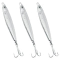 Dr.Fish Fishing Jigs Jigging Spoon Saltwater Fishing Lure Casting Metal Spoon Surf Fishing Mackerel Striper Lures Stinger Bluefish Vertical Diamond Jig - color: Silver, size: 2oz-3 Pieces