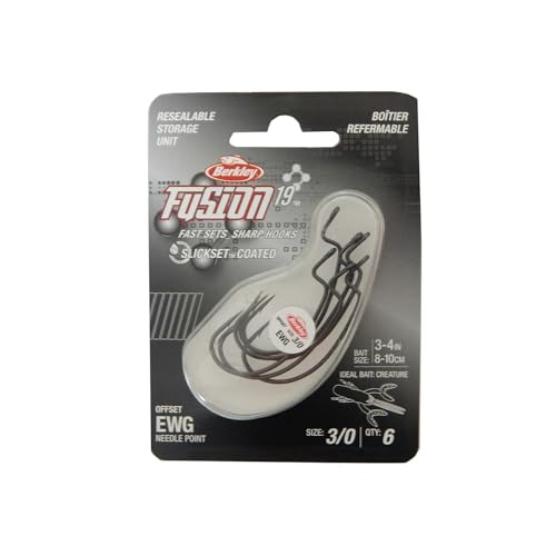Berkley Fusion19 Wide Gap Live Bait Hooks, Size 4 Fishing Hooks, Needle Point with SlickSet Coating for Easy Penetration, Forged for Added Strength - color: Smoke Satin, size: 3/0 (6 Count), style: Ewg