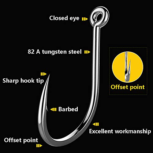 Dyxssm 150pcs/lot Circle Fishing Hooks Extra Strength Octopus Barb Fishing Hook with Offset Ponit - size: 2# (150pcs)