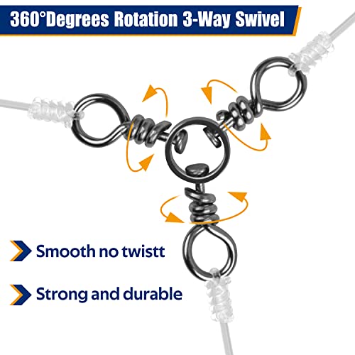 3 Three Way Swivels Fishing Tackle for Catfish Rig, 30/60pcs T-Turn Swivels Triple Cross Line Swivels Stainless Steel Fishing Lure Connectors for Trolling Catfish Rig Saltwater Freshwater 30-220lbs - size: 6#_33lbs_60pcs
