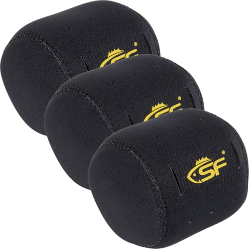 SF Neoprene Conventional Reel Covers Round Reel Case Protective Cover Shield Pouch, XXS/XS/S/M/L/XL/XXL Size, Black - color: Black-3Pcs-S