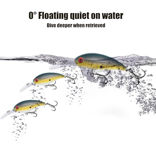EXAURAFELIS Diving Crankbait Lures Fishing Gear Fishing Lure for Saltwater Freshwater swimbaitsfor Bass Trout Crappie Walleye Pike Bluegill Salmon Fishing Gifts for Fisherman
