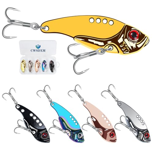 VIB Metal Lures Zinc Alloy Fishing Blade Spinner Bait with Treble Hooks Fishing Spoons Lures Pack of 5 - color: Blade Lures-B, size: 10g