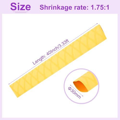 DMiotech Heat Shrink Sleeve Wrap Tubing x Tube Tubing for Fishing Rod Grips and Other Grips, Non Slip - Insulation - Waterproof 40'' Lengths, Dia 30mm Yellow - color: Yellow, size: Dia 30mm