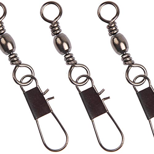 Barrel Snap Swivels Fishing Tackles, 100pcs Fishing Swivels Safty Snaps Accessories, Stainless Steel Fishing Leader Line Lure Connector for Saltwater Freshwater - color: Black, size: 100pcs-#2(58LB)