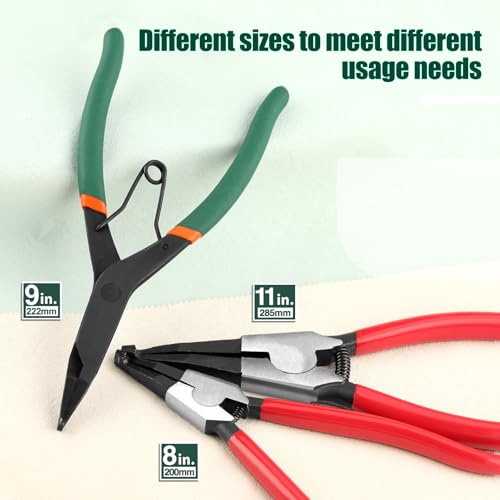 SPEEDWOX 9 inch Angle Tip Lock Ring Pliers for Transmission, Special Circlip Plier with Hole Angle Tip Retaining Ring Pliers Flat Nose Retaining Ring Pliers with Black Oxide Finish Ring Opening - style: 9"