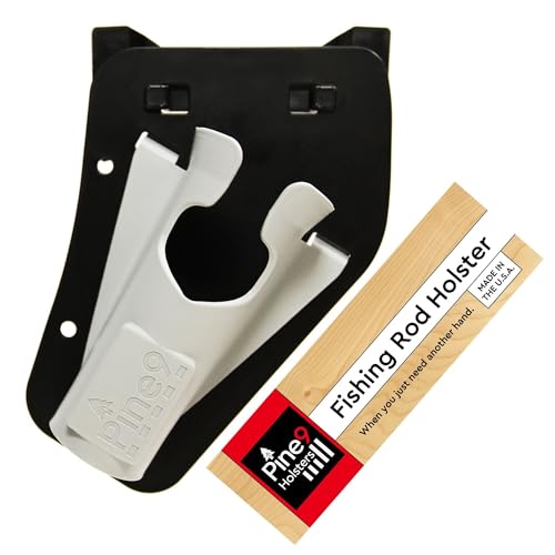 Ambie Fishing Rod Hip Holster - Patented Ambidextrous Quick-Draw Fishing Pole Holder, Made in USA - Spinning, Baitcaster & Centerpin Reels - Fits Any 1.5" Belt - color: Ghost Grey