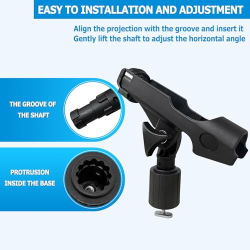 LBW Kayak Fishing Rod Holder Track Mount, Universal T-Shaped Screw Mounted on Rail for Kayak, Canoe, Boat Fishing Rod Holder, Kayak Pole Holder No Track 2 Pack