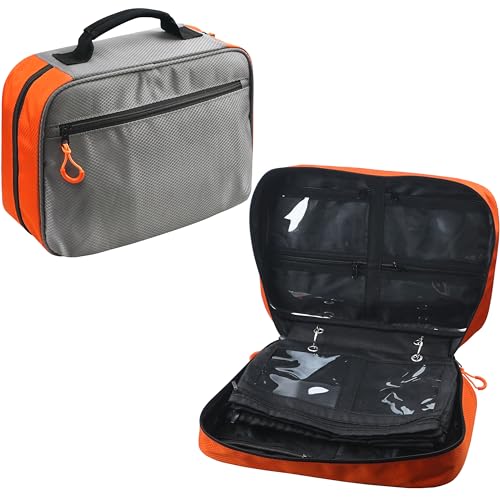 Fishing Bait Binder Tackle Bag, Water Resistant Soft Plastic Lure Storage Organizers for Saltwater Freshwater Fishing (Gray-orange) - color: Gray-orange