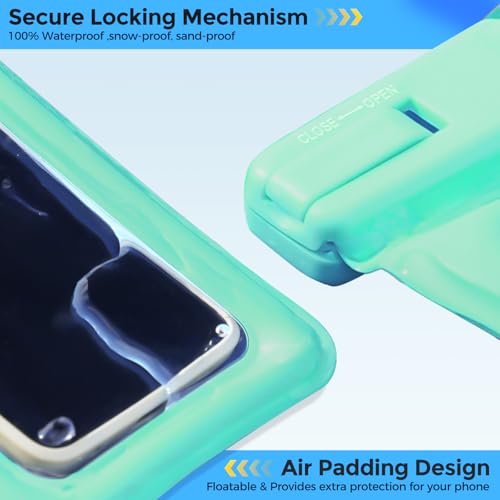 ProCase 2 Pack Floating Waterproof Phone Pouch IPX8, Universal Dry Bag Fits iPhone 17/16/15/14/13 Series, Galaxy S24/S23/S22, Pixel 8/7 (Up to 7”),Touchscreen,Underwater & Snow Protection-Bluegreen - color: Blue/Green