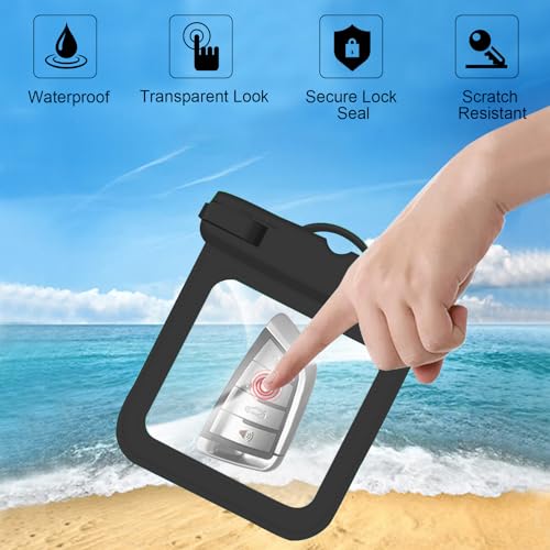 2 Pack Submersible Waterproof Wallet Dry Car Key Fob Case Bag,Swimming Surfing Water Sports Small Waterproof Pouch Holder for Door Ship Card Credit ID Card Driver Fishing License Cash Coins-Black - color: Black-2PCS
