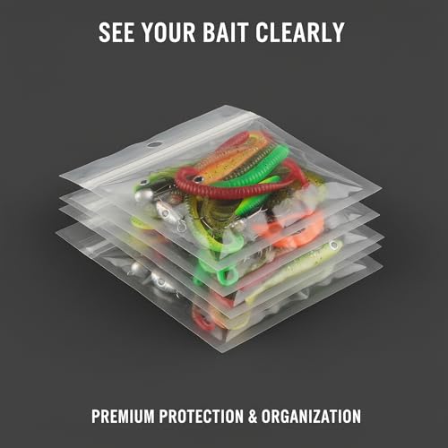100 Pack Soft Plastic Baits Bags 6.7"x5.5" | Heavy-Duty Clear Lock Zipper Lure Packaging Bags - Leakproof Double-Sealed Zipper Storage for Soft Plastic Lures & Fishing Gear | Multiple Sizes - size: 6.7" x 5.5"