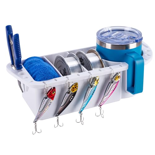 Boat Cup Holder, Boat Caddy Organizer, Multifunctional Boat Storage Organizer for Boat, Kayak, Pontoon, Bass Boat, Jon Boat - Fishing Tool Holder, Boat Fishing Accessories - color: White