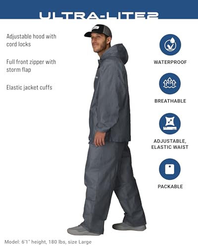 FROGG TOGGS Men's Ultra-Lite2 2-Layer Waterproof Breathable Rain Suit - color: Carbon, size: Small