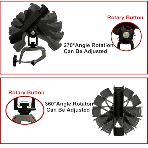 HiUmi Fishing Boat Rods Holder with Large Clamp Opening 360 Degree Adjustable Fishing Rod Racks Folding Holder - color: RH20-1Pack
