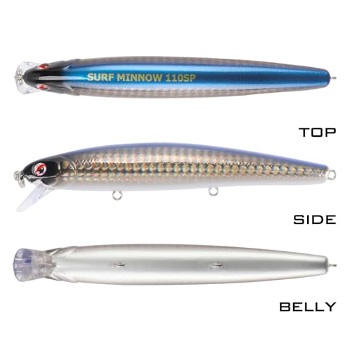 LITTMA California Surf Fishing Lures Saltwater Jerkbait Crankbait Surf Minnow 110/125 - Metallic Sardine Super Glow & Pearl Pink Belly Glow Lures for Halibut & Striper Fishing - color: Dark Knight, size: 110mm - 5/8oz
