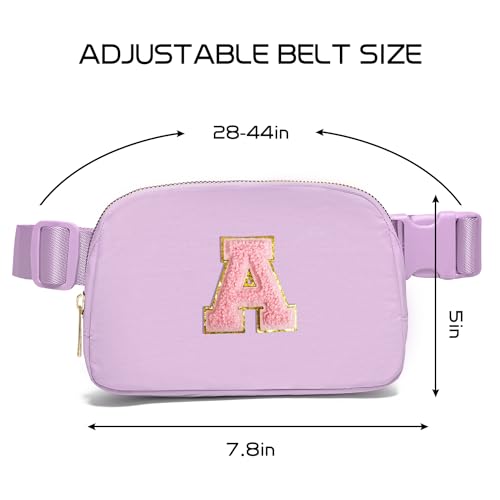 Gitus Initial Belt Bag Fanny Pack Crossbody Bag for Girls Birthday Gifts Age 8-10 Teen Girl Gifts Trend Stuff Personalized Letter Gifts for Daughter Sister (Lavender-A) - color: Lavender, style: A