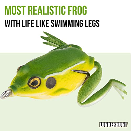LUNKERHUNT Frog Lure for Bass Fishing | Pocket Frog Fishing Lure 1.75 Inch | Topwater Fishing Lures, Soft Hollow Body, Weedless Hooks for Trout, Pike in Saltwater and Fresh Water - style: Bull