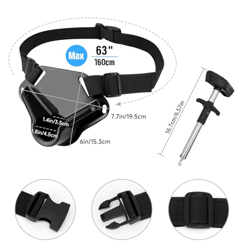 SANLIKE 2PCS Adjustable Fishing Fighting Belt ABS Rod Waist Support Tackle | Soft EVA cushion eases belly pressure, quick adjust waist strap, deep rod slot, bonus metal clip for small tackle storage - color: Black Fishing Belt & Silver Hook Remover